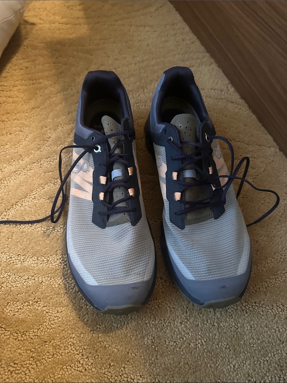 Men's Athletic Sneakers in Navy, Light Gray & Peach Accent